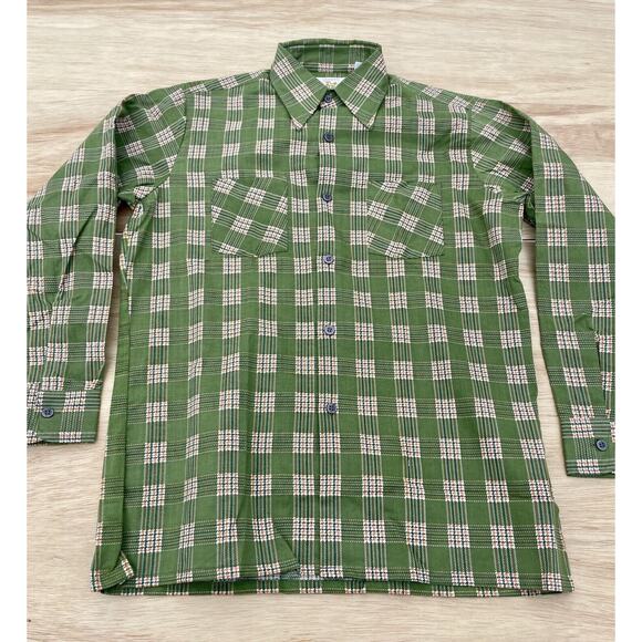 Green Plaid Men's Casual Button Down Shirt - Picture 2 of 7